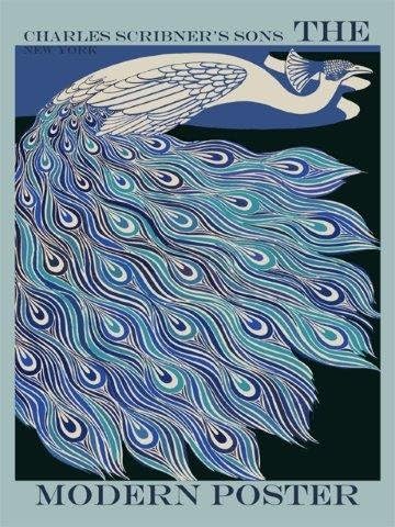 Blue Peacock Bird Modern Poster New York 20" X 30" Image Size Vintage Advertising Poster Reproduction