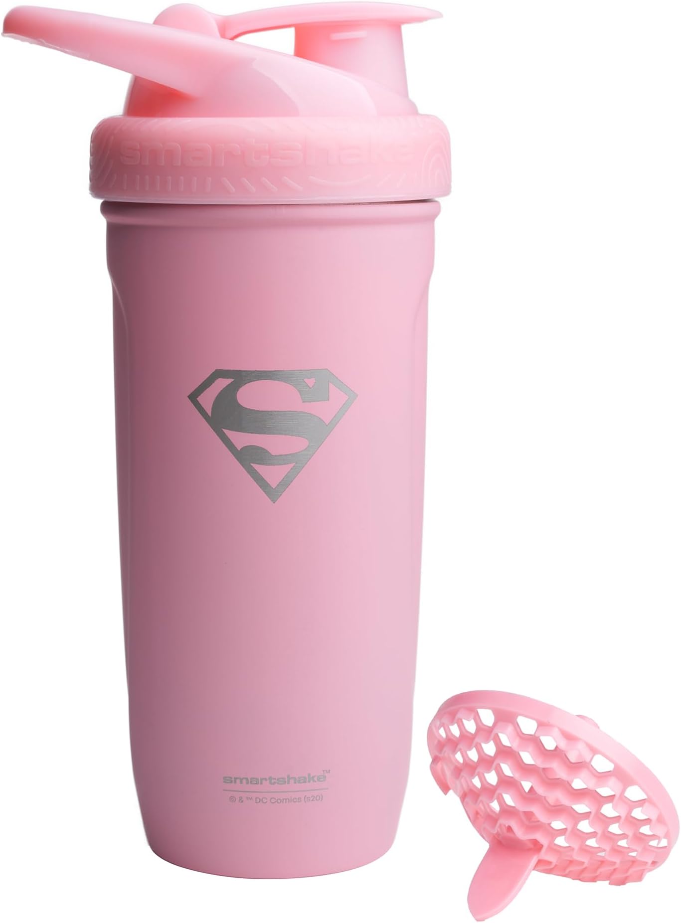 DC COMICS Reforce Stainless Steel Protein Shaker Bottle 900 ml | 30 oz - Leakproof Screw-on Lid - BPA Free – Unisex - Non Insulated - Supergirl Logo