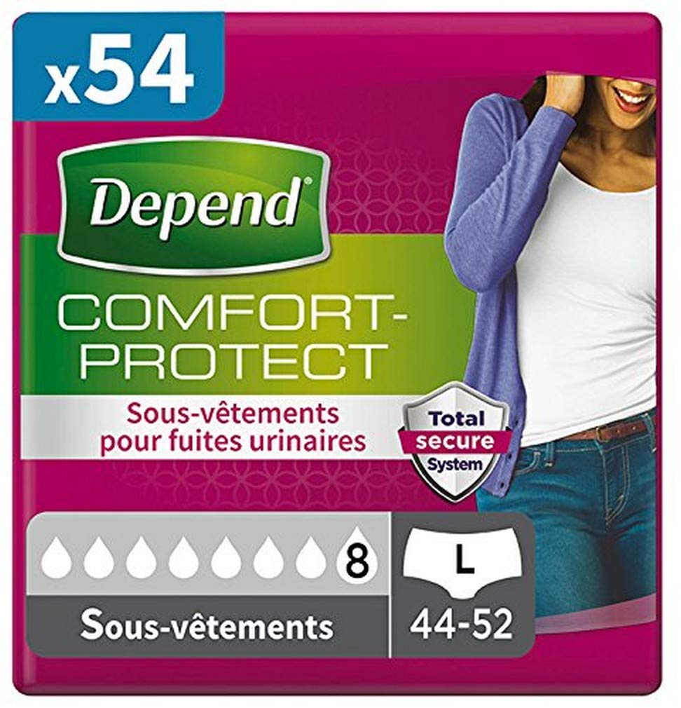 Depend Comfort Protect 9 Unterwäsche Damen (8 Regentropfen) Größe L für Blasenschwäche und Inkontinenz – 6er Set