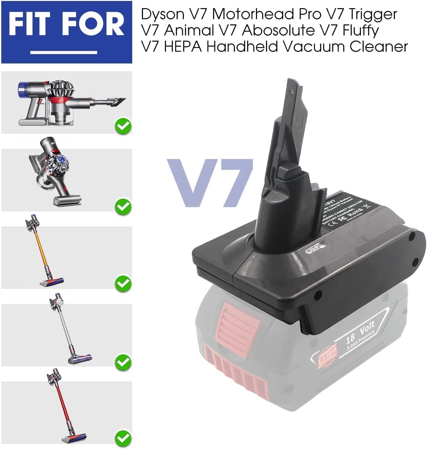 Amazon.co.jp: ダイソン V7 V8 バッテリー 掃除機交換用アダプター