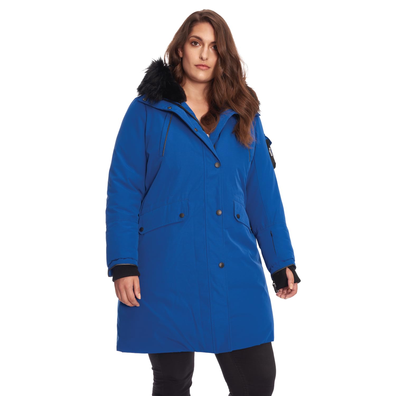 ALPINE NORTH Laurentian Women’s Vegan Down Long Parka Jacket with Faux Fur Hood