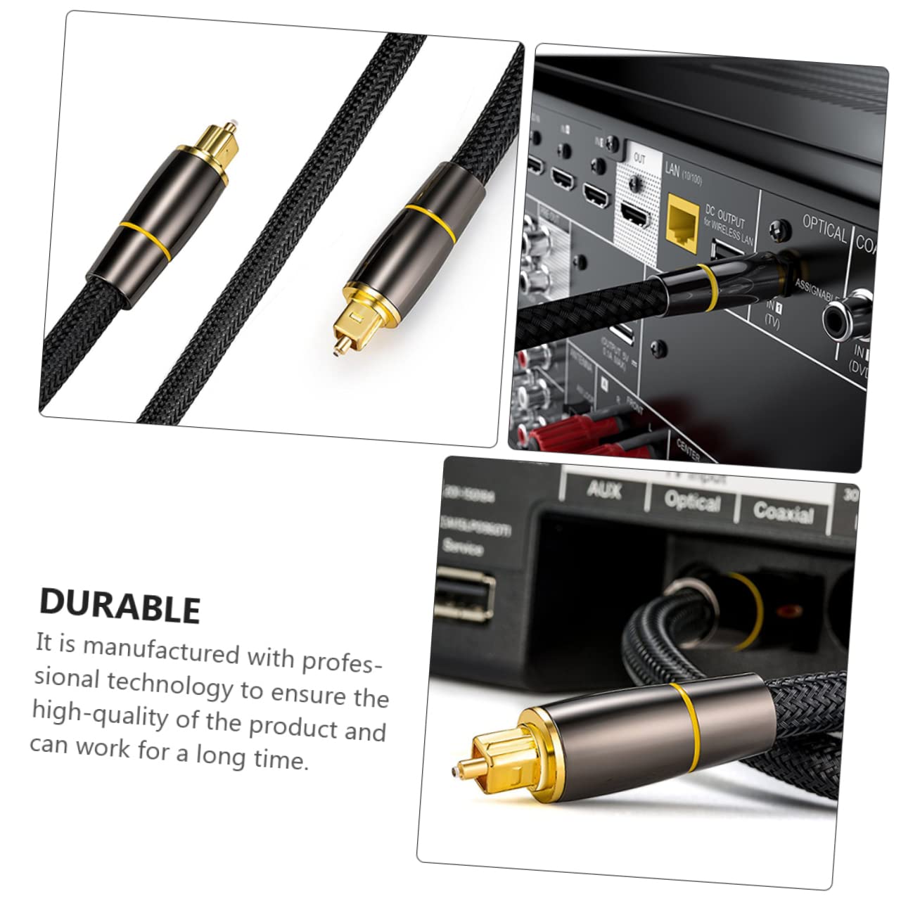 OSALADI 2pièces Câble Audio Optique Câble Numérique Transmission De Signal Sans Perte Connecteurs Plaqués Et Stabilité Du