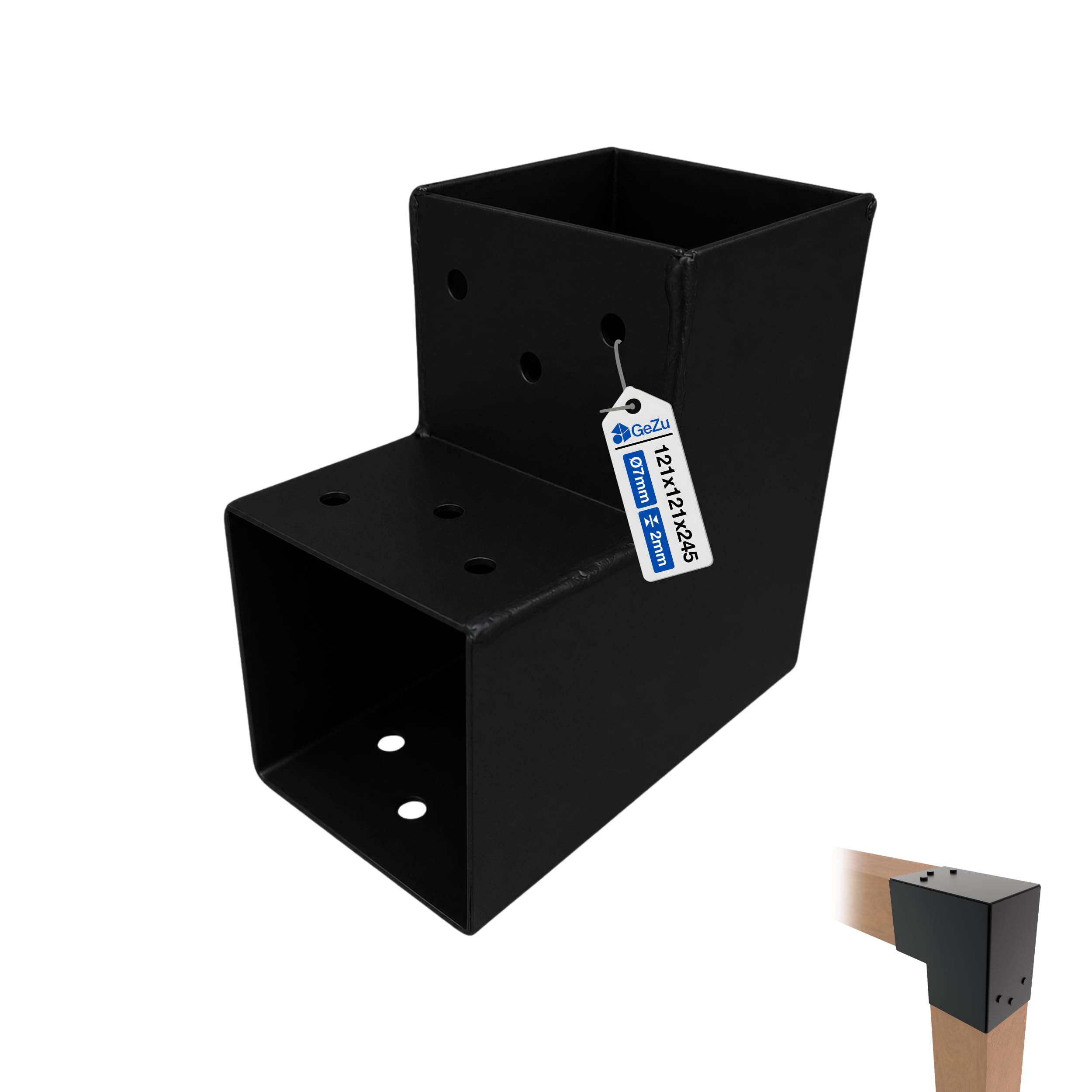 GeZu Impex Post Connector L 121 x 121 mm Black Powder Coated Pergola L Shape Square Beam Post Connector Corner Pavilion Bracket