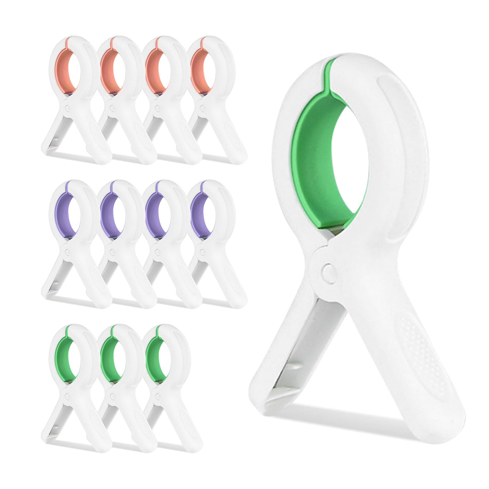 MKJFRME Beach Towel Clips, Towel Clips 12 Pack, Towel Clips for Beach Chairs Cruise Heavy Duty, Towel Clips for Clothes Pool Boat Lounge Chair, 3 Colors Pink, Purple and Green