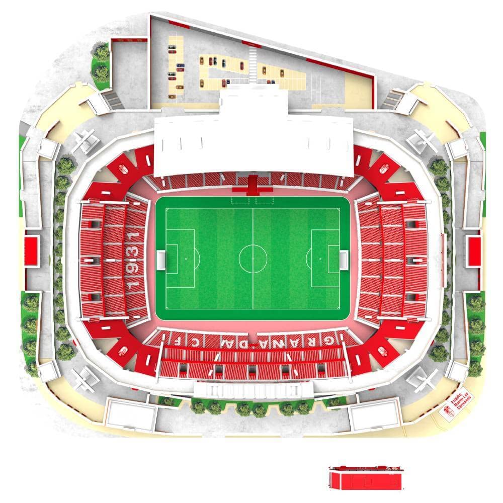 Granada CF Collezionabile Stadio Nuovo Los Cármenes Cartone Rosso e Bianco 31,5 x 23 x 4 cm