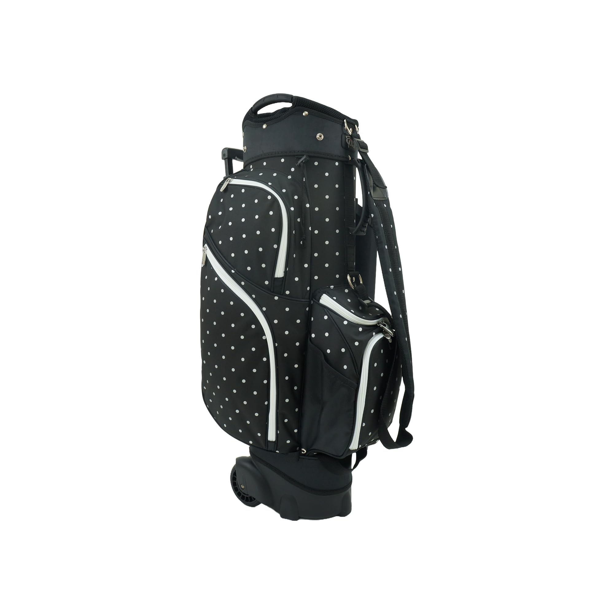 RJ Sports Carter 14 Way Divider Top Transport Golf Cart Bag with Wheels/Handle (Polka Dot)