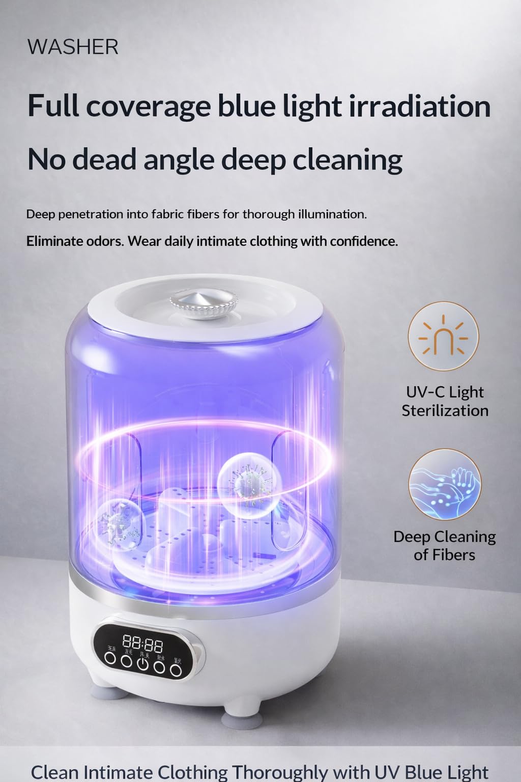 Mini lavadora portátil 3 en 1, lavadora compacta de capacidad de 3 litros con pantalla digital y múltiples modos, material ABS y polipropileno duradero, pequeña solución de lavandería para ropa