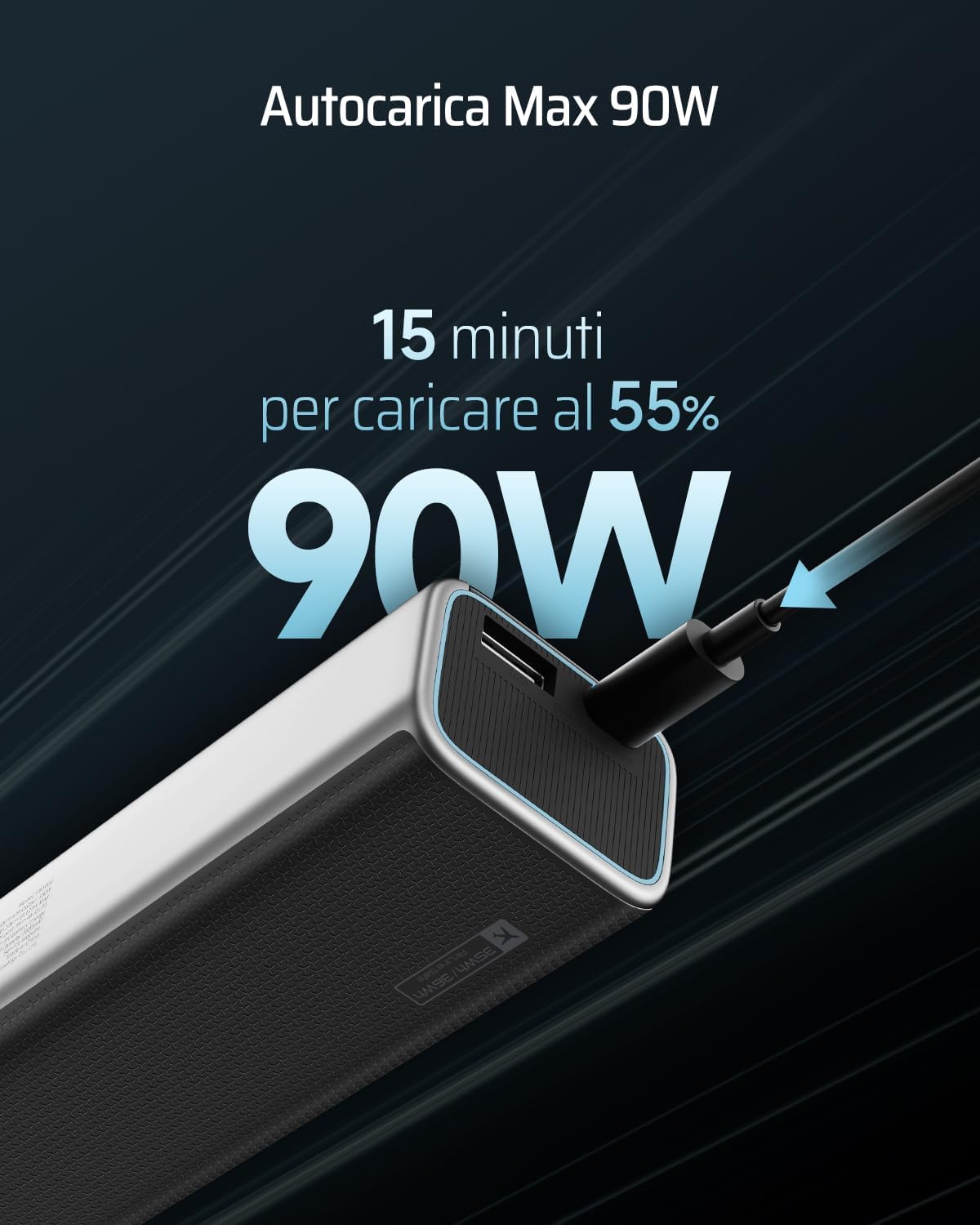 CUKTECH 10 Power Bank Ricarica Rapida, 10000mAh 100W Portatile Batteria Esterna con 2 Porte, TFT Display, USB C Caricatore Portatile Caricabatterie per Laptop MacBook Pro, Galaxy S23, iPhone 15 Pro - Immagine 3