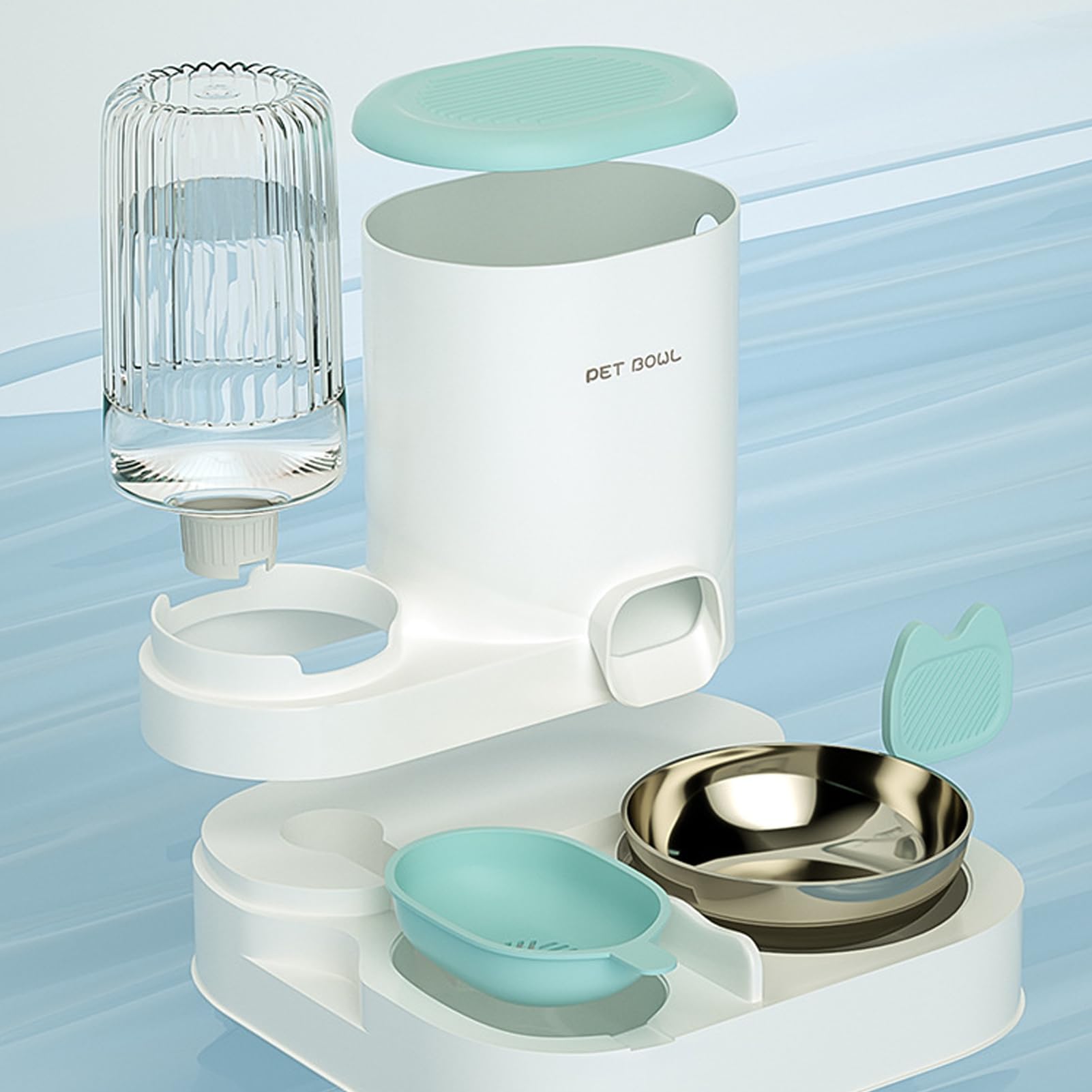 Gamelle automatique pour animaux de compagnie - Distributeur d'eau pour chiens et chats avec capacité | Station d'alimentation et d'eau créative à long terme avec filtre pour aliments humides