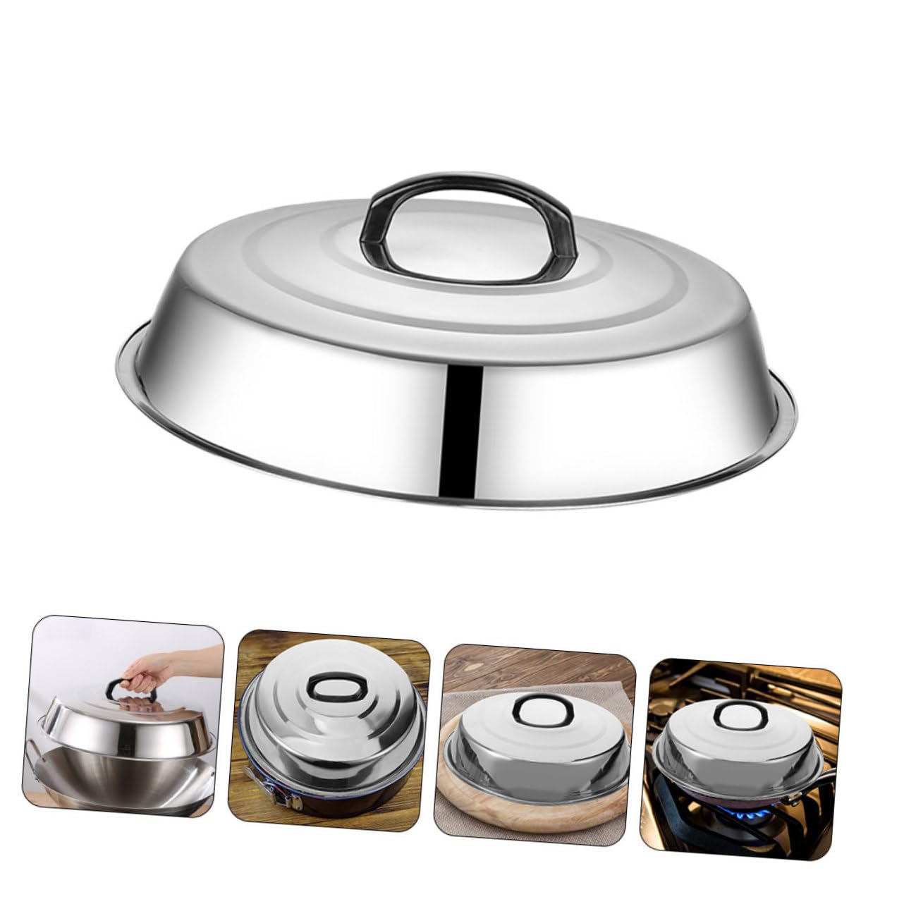 ifundom Coperchio Lotus Grill in Acciaio Inossidabile Argento, Copertura per Alimenti Portatile e Sicura Design Creativo per BBQ e Uso Domestico