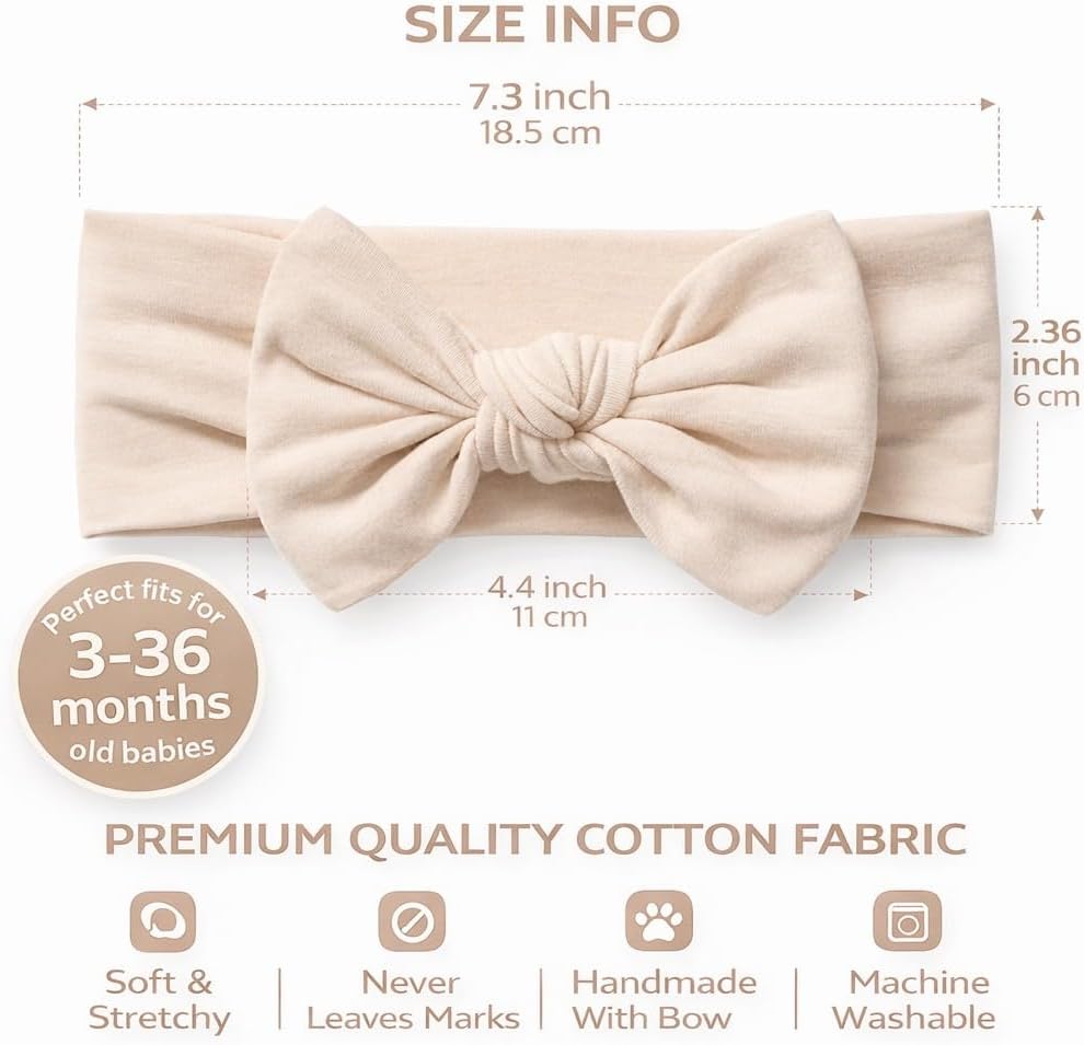Baby Girl Headbands-Infant,Toddler Cotton Handmade Hairbands with Bows Child Hair Accessories image 4