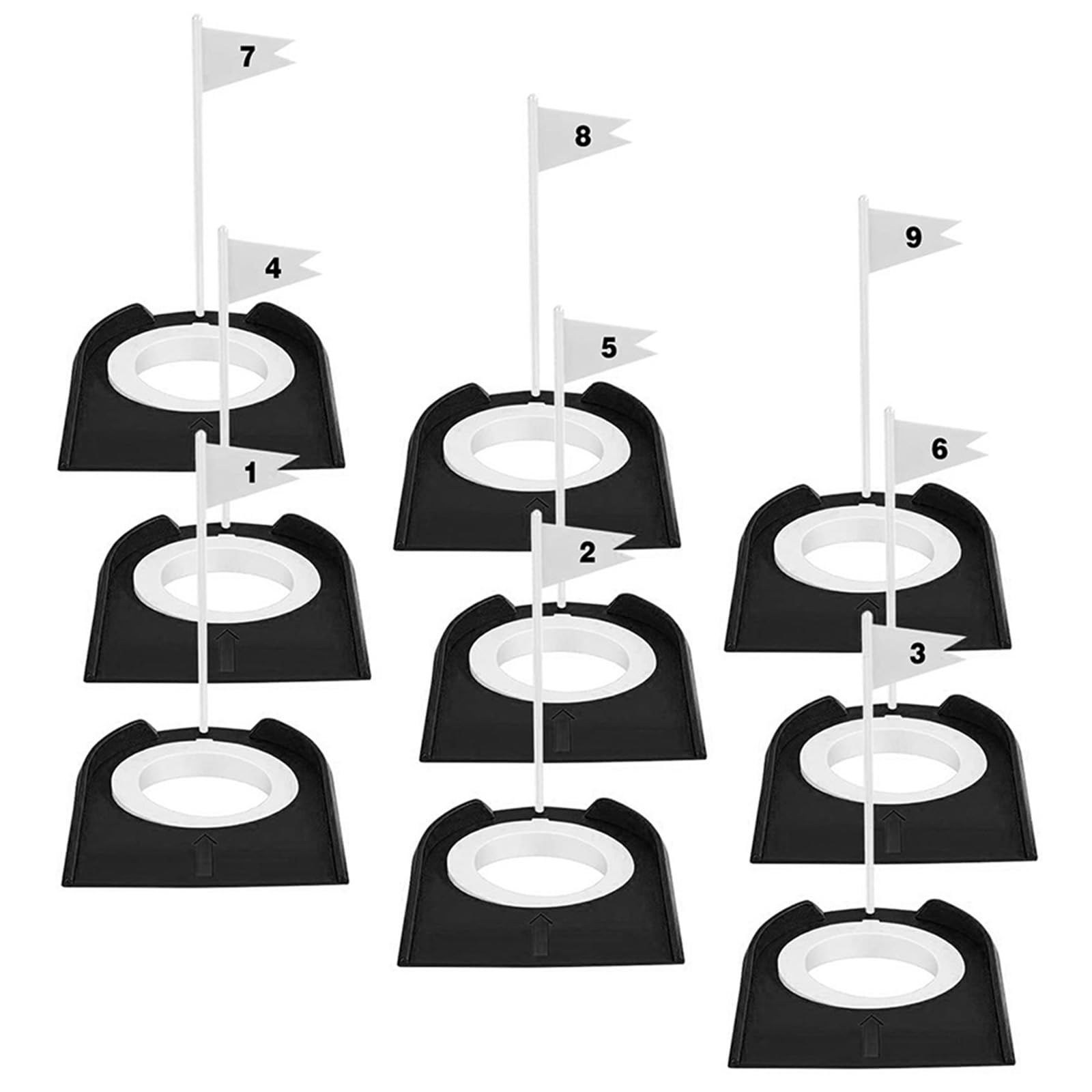 Generisch 9-teiliges Golf Trainingsputter Set, Golf Putting Cup für den | Putting Cup mit Flaggen, Golf Loch Trainer Hilfe für Erwachsene und, Putting Green Trainer für drinnen