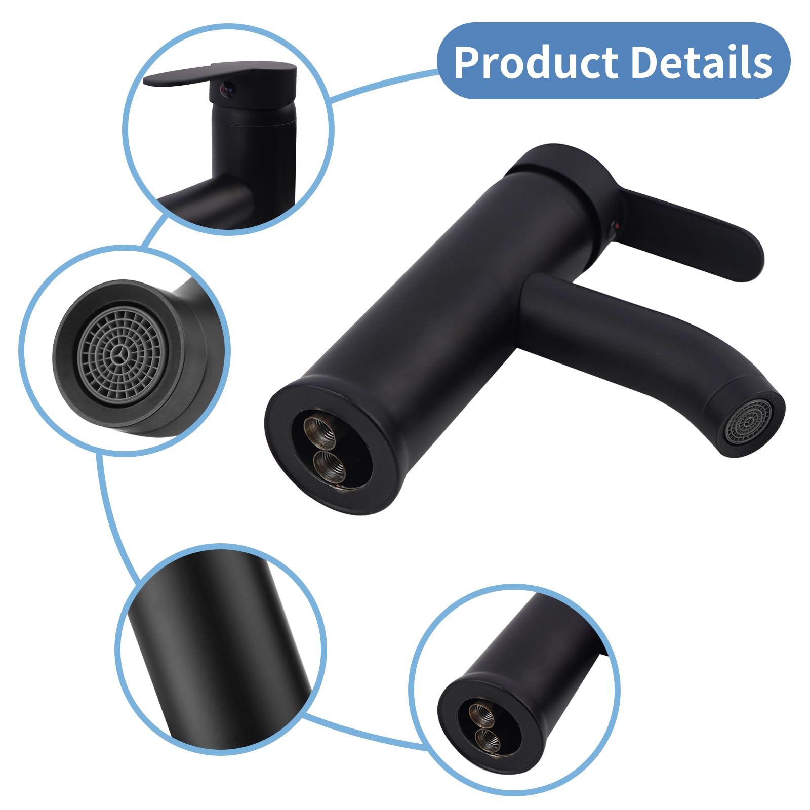 Rubinetto Bagno Lavabo Acciaio Inossidabile 304, Miscelatore Cucina con Tubo Flessibile, Rubinetto Vasca da Bagno, Miscelatore Bagn per Lavandino, WC per Gli Ospiti (Nero)