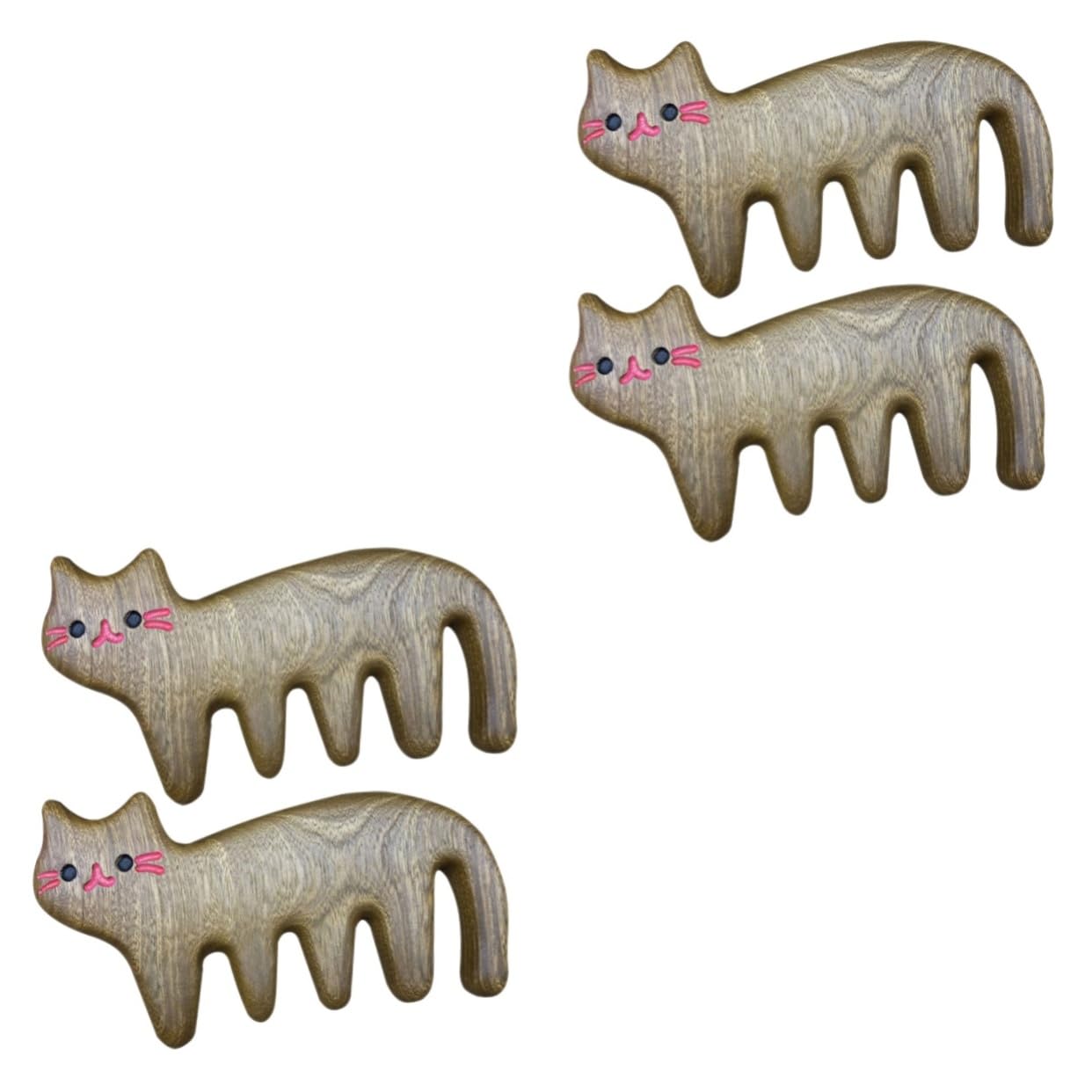 Ipetboom 4pezzi Pettini Legno Per Massaggio Per Gatti Da Pettine Antistatico Con Denti Larghi Per Tutti Tipi Di Pelo Per Regali Di Compleanno e Festività