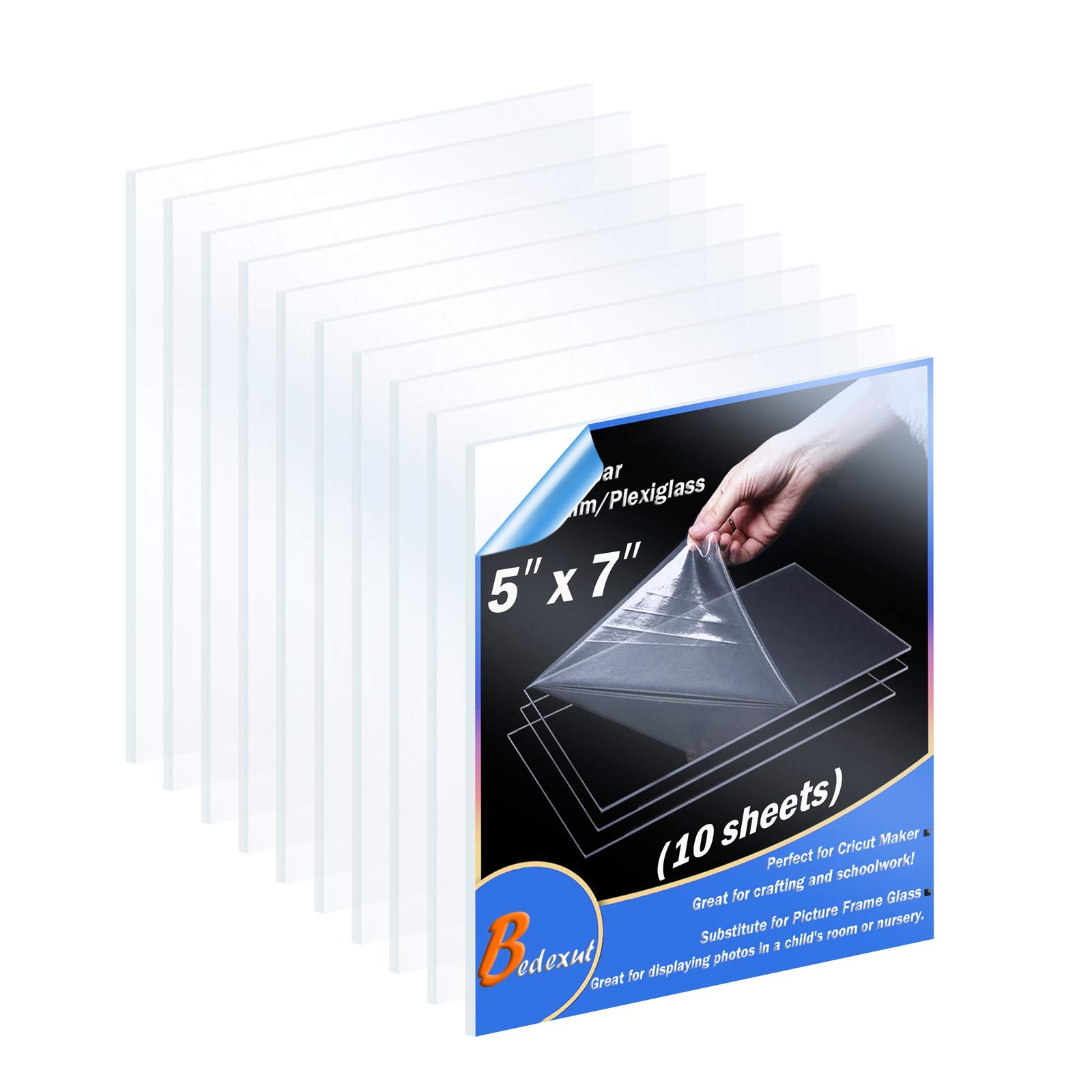 Buy Bedexut 10 Pack 5x7" Plexiglass Sheet 1mm Thick, Clear PETG Panels