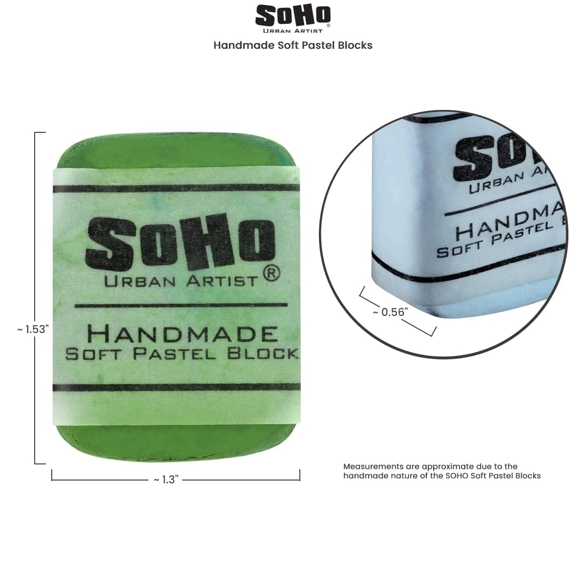 Soho Urban Artist Handgefertigte, weiche Pastellblöcke, sortiert, Set mit 24 professionellen Pastellkreiden, samtige Farben zum Tonen von Papier, großflächigen Zeichnungen und Schichten, lichtecht und
