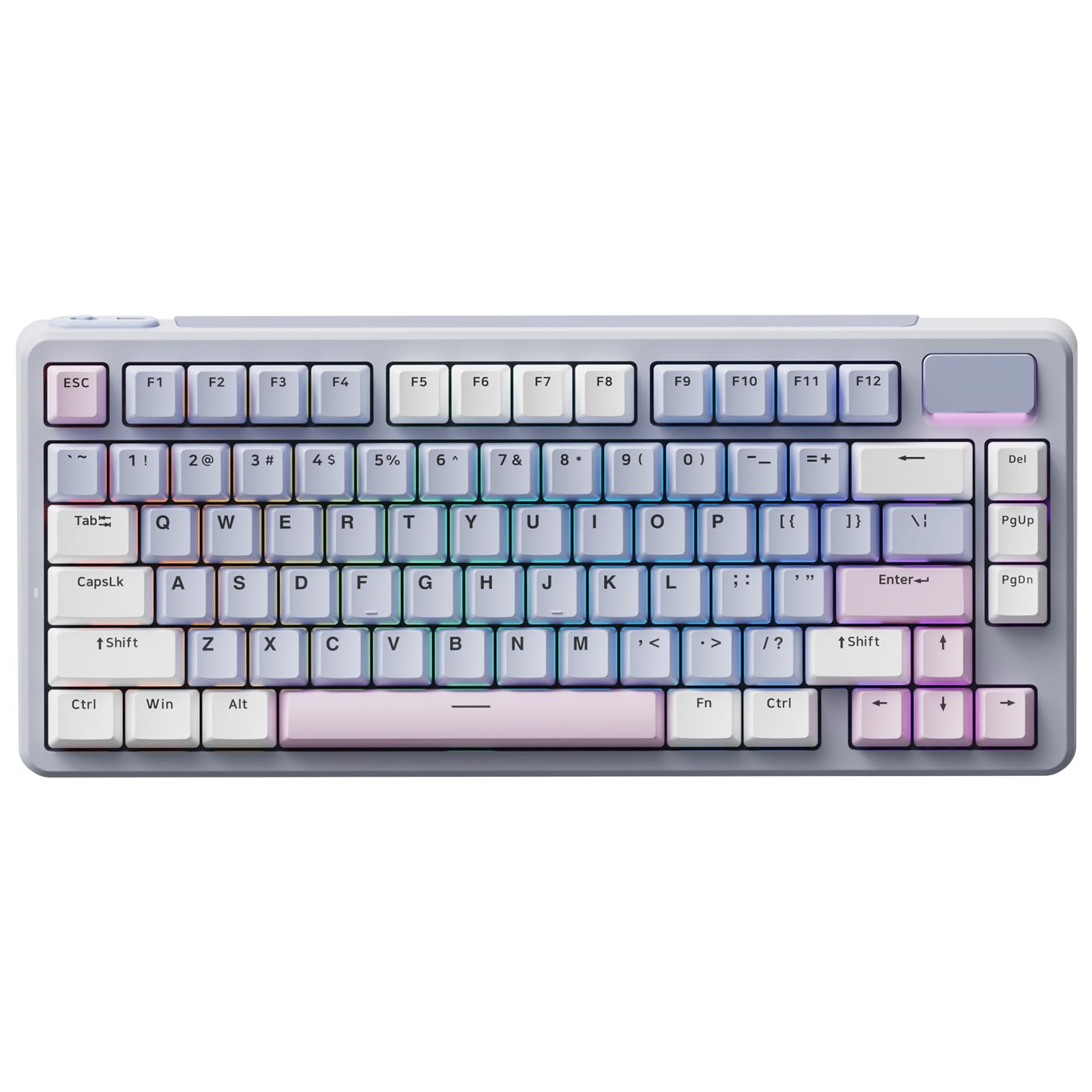 Rapoo V700DIY-75 Kabellose Mechanische Gaming Tastatur, BT 5.0/2,4 GHz/Kabel, Hot-Swap-fähige individuelle, Speed-Silver-Linearschalter, 16,8M Per-Key-RGB, Gasket-Mount, Full NKRO Anti-Ghosting - 1