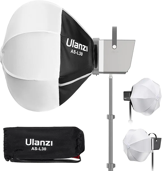 ULANZI Mini Lantern Softbox Soft Light Modifier【Not Compatible w Standard Bowens Mount】 11.8 inch, Quick-Setup, Quick-Folding, White, Plastic, Softbox, Bowens Mount, Includes Carrying Case