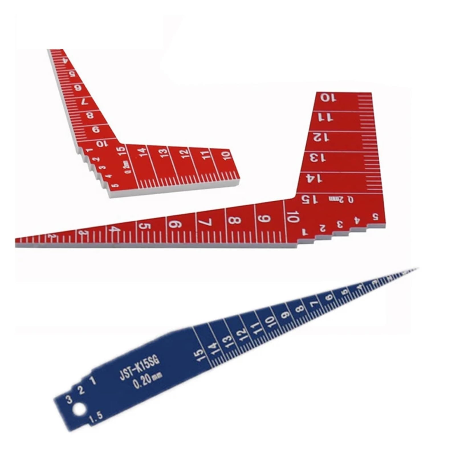 Galgas de espesores, Calibrador de espesores de plástico K15SG, calibre de espesores de soldadura cónico de 1-15 mm, regla de separación, herramientas de medición for la industria automotriz para bují