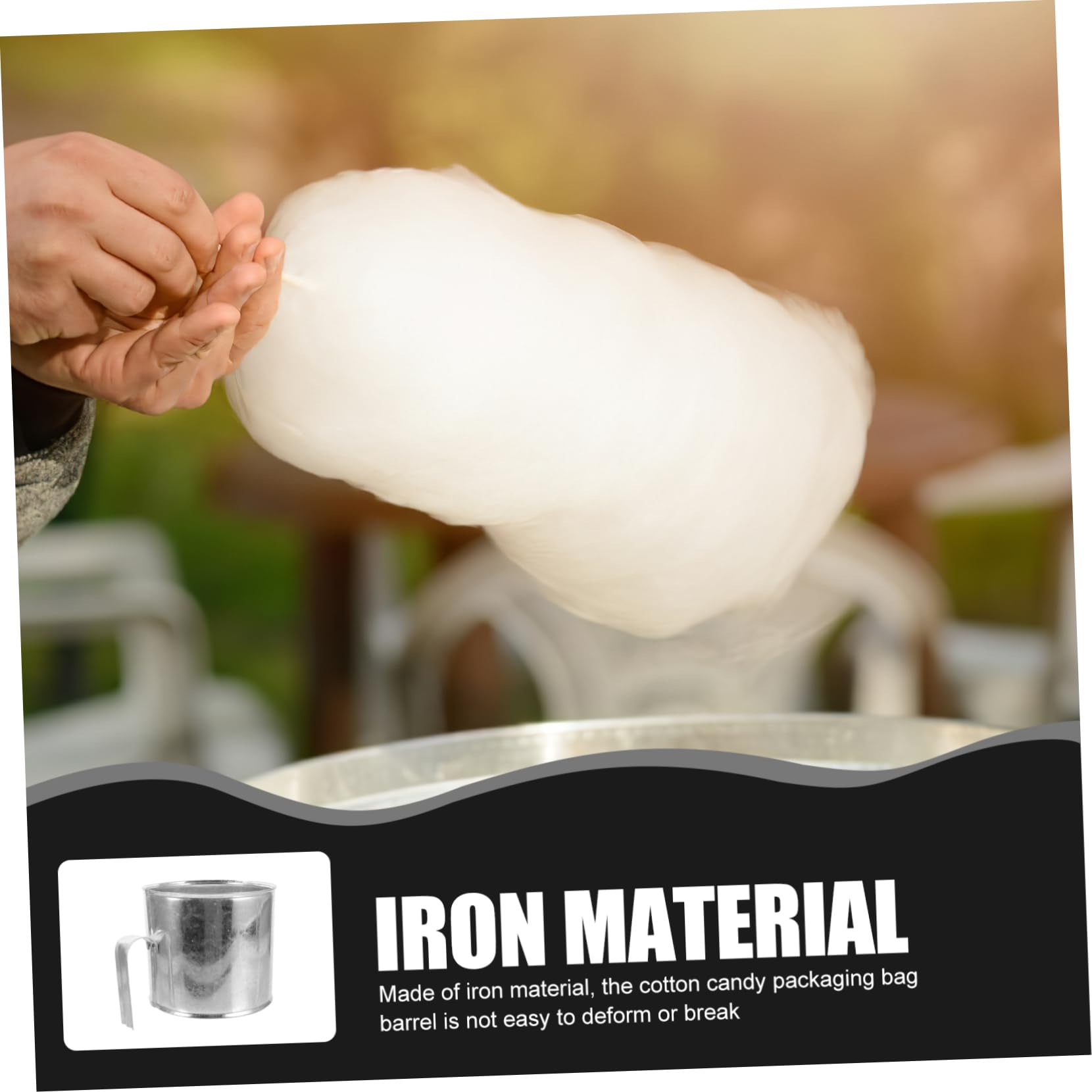 Garneck Cotton Candy Machine Supplies Metal Bucket Bulk Packaging Bag Cotton Candy Floss Dessert Store Accessory