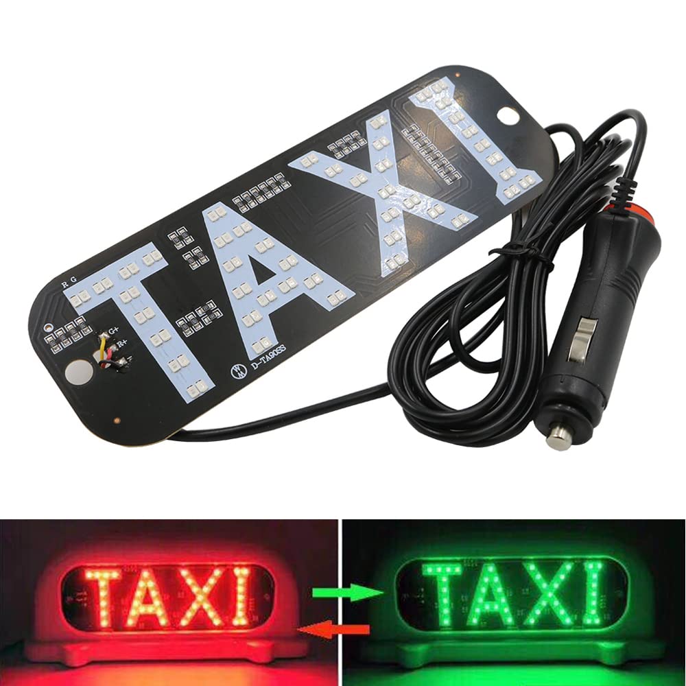 YSY LED Sign Decor, 2 Color Changeable Taxi Flashing Hook on Car Window with DC12V Car Charger Inverter Taxi Light Lamp (Taxi Sign, Cigarette Lighter)