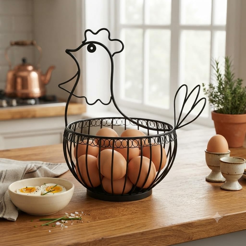Hen Shape Egg Basket - Metal Kitchen Basket -3
