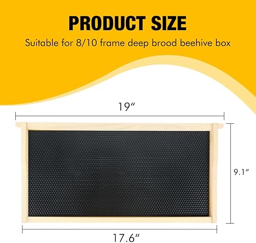 Miniatura 6 de Honey Lake Kit de marcos y bases de colmena profunda, paquete de 10 marcos de madera de cría y hojas de base sumergidas en cera de abeja natural