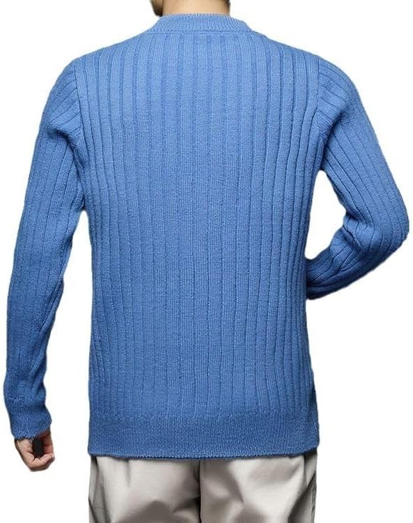 Men's Half High Neck Zipper Solid Color Men Pullover Knitted Sweater