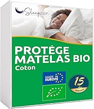 Sleepzen Protege Matelas 140x190 cm Alèse Coton Absorbant Bio Molleton 180gr Protection de Matelas Anti Acarien, Fabriqué en Europe, avec Coins Élastiques, Rabats Épais - Non Imperméable