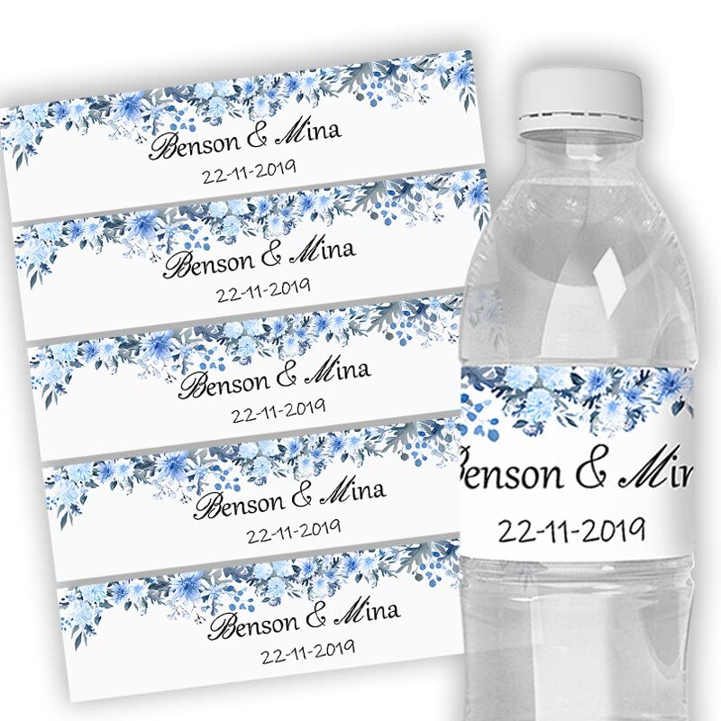 30Pcs Personalized Custom Personalized Floral Wedding Water Bottle Labels Stickers Birthday Anniversary Bride Show Graduation (B)