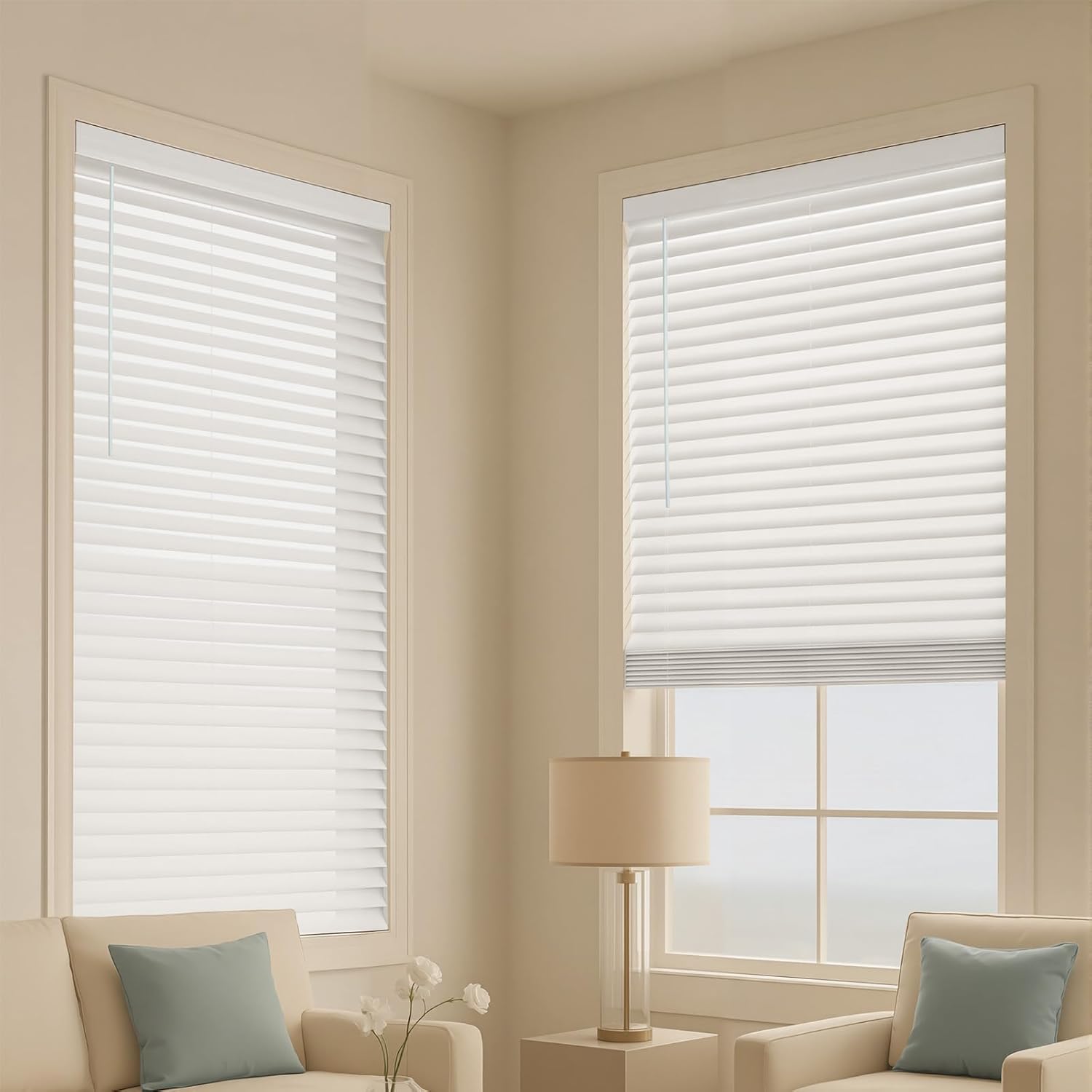 Photo 1 of Blinds, 2" Slat, 34.5" W x 60" H, Cordless Window Blinds and Shades with Decorative Board, Easy to Clean and Simple Light...