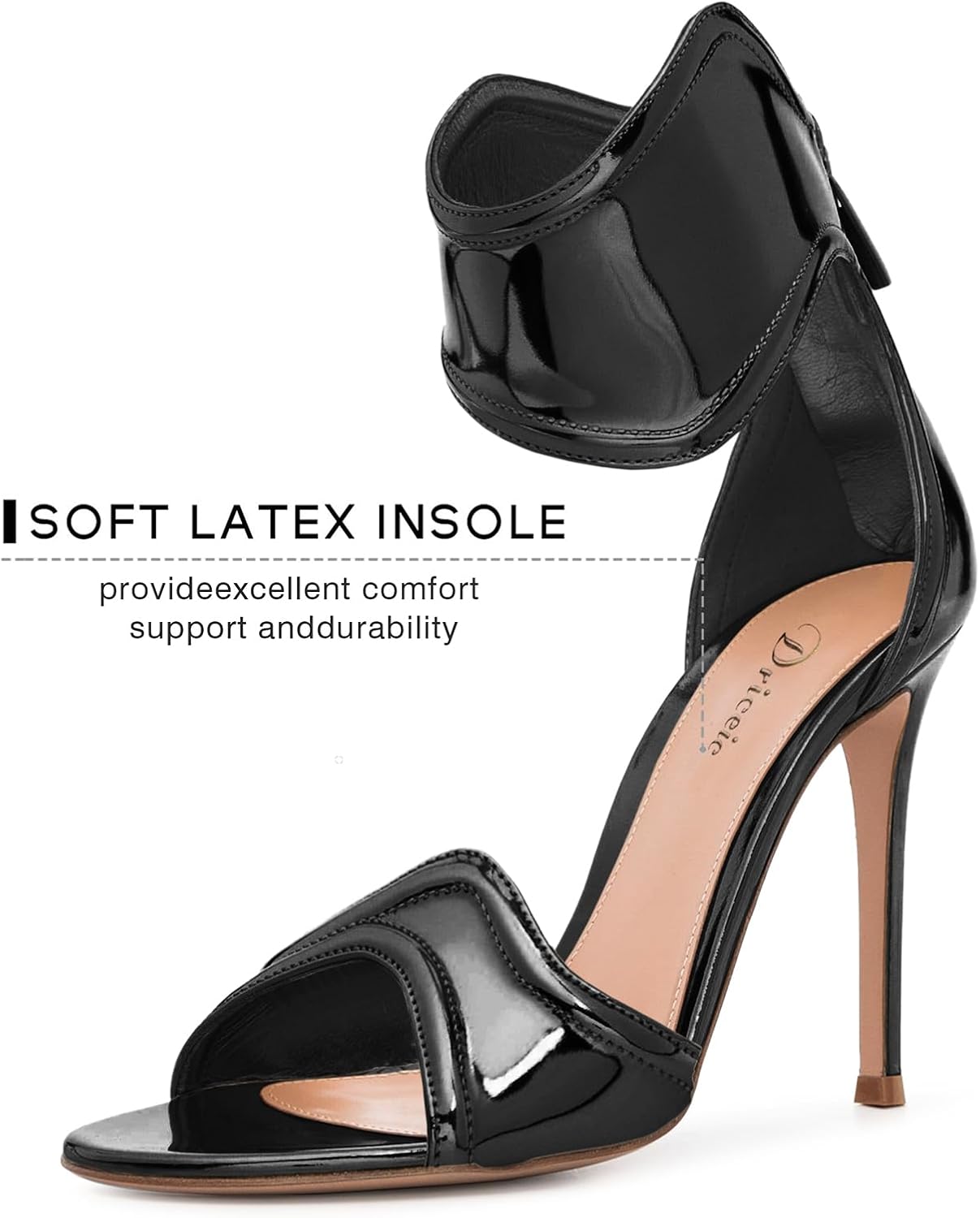 Women's Metallic Pump Open Toe Heel Sandals zipper Dressy Heels Ankle Strap Strappy Heels for Party Wedding Shoes - Image 3