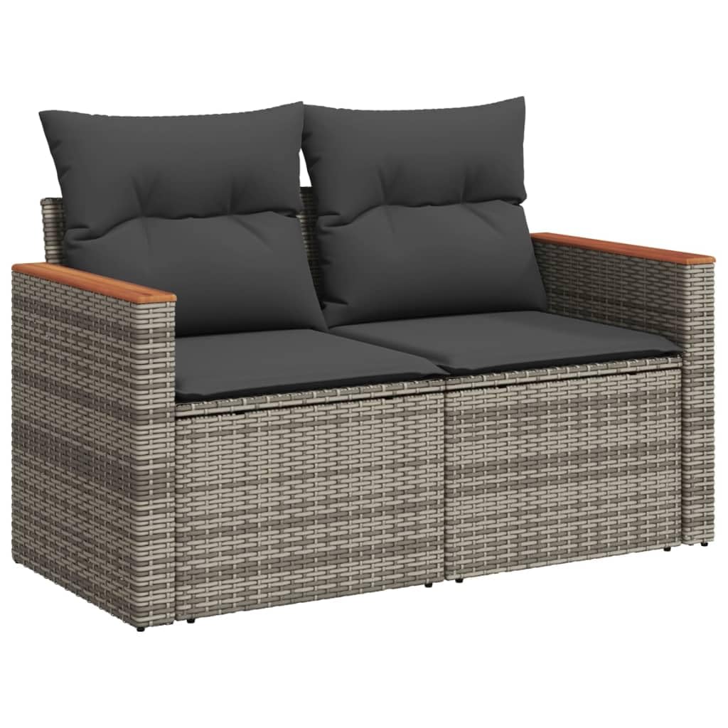 IKAYAA Sofa Exterior de Ratán, Muebles de Jardín con Función de Almacenamiento, Sofá Jardín, Conjunto Sofá Jardin Exterior de Ratán Muebles Jardín Exterior- 5 pzas Gris#105