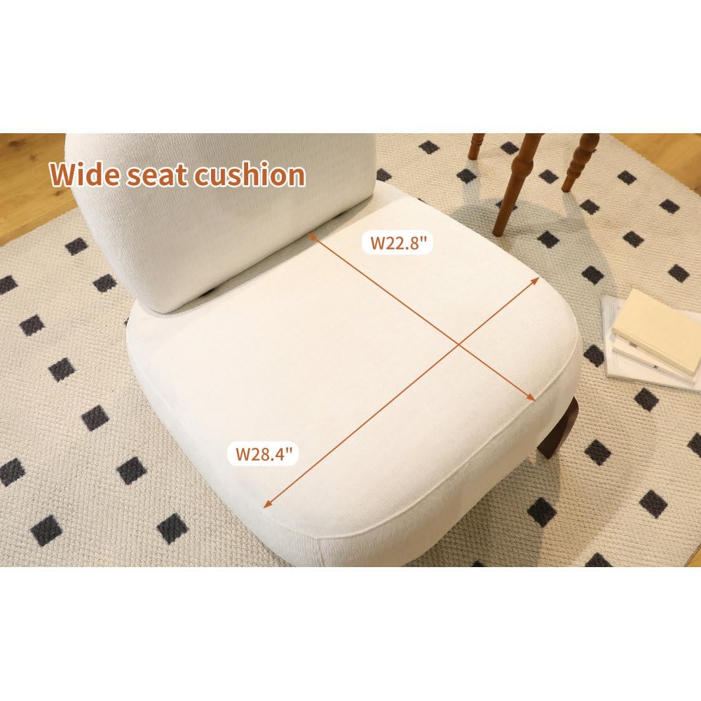 I0I&I0I Sillón de terciopelo sin marca acolchado con patas de madera, cómoda silla de acento para salón, dormitorio, balcón, sala de espera, lectura (blanco + tela + madera)