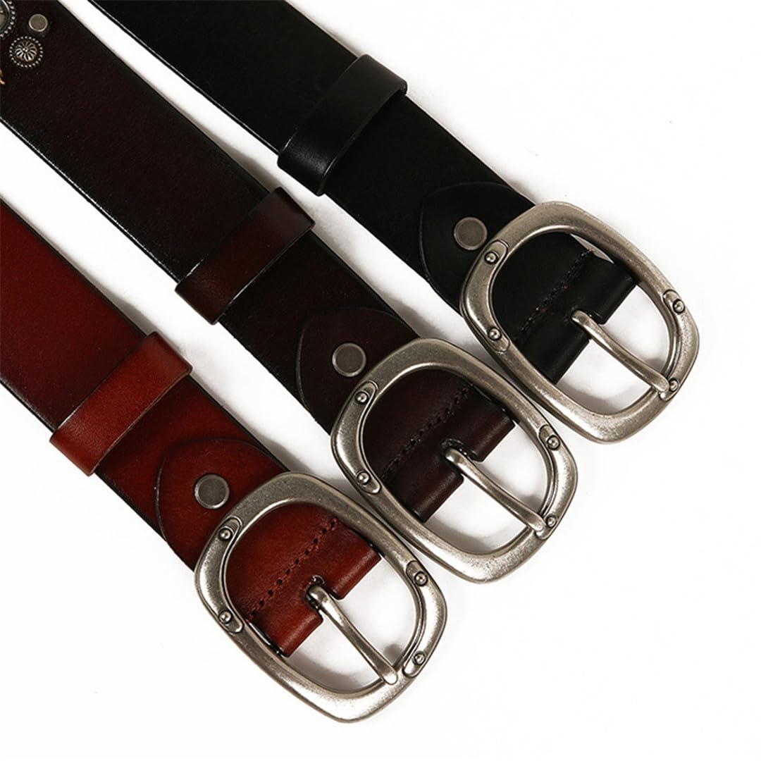 Suwequest Modischer Unisex-Nietengürtel, Leder, Persönlichkeitsgürtel