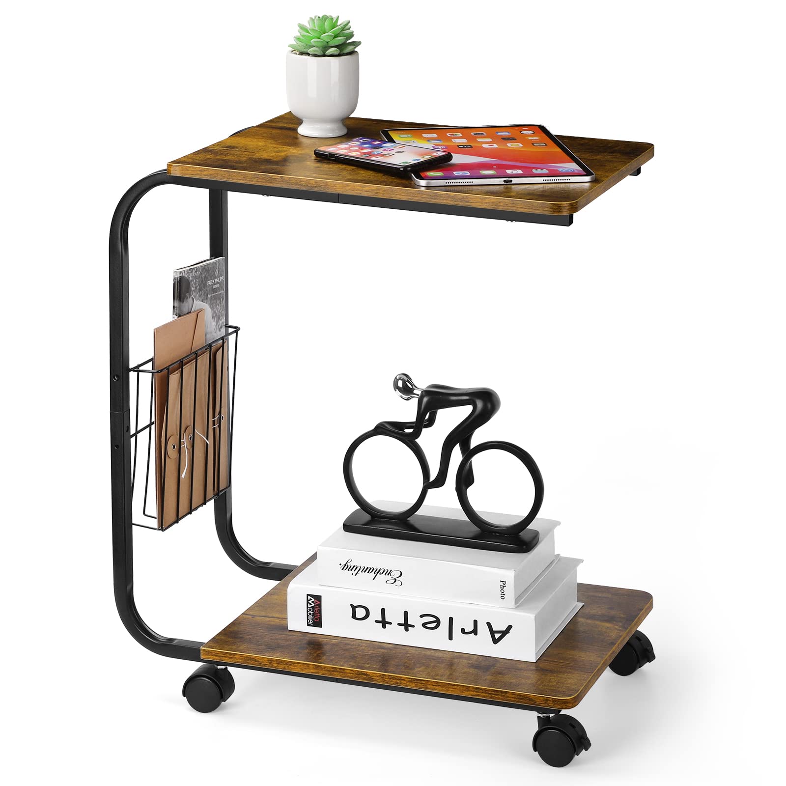 Buy C Shaped end Table, C Table with Wheels Snack Side Table Couch with