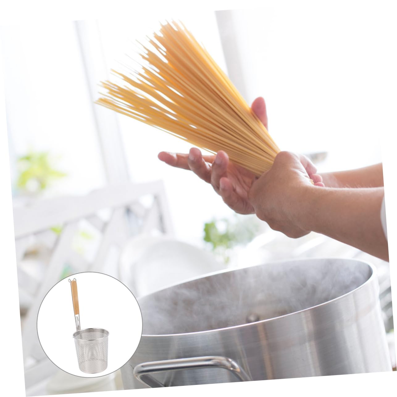 Cestello Setaccio in Acciaio Inox 2 Pezzi Impilabile per Cottura
