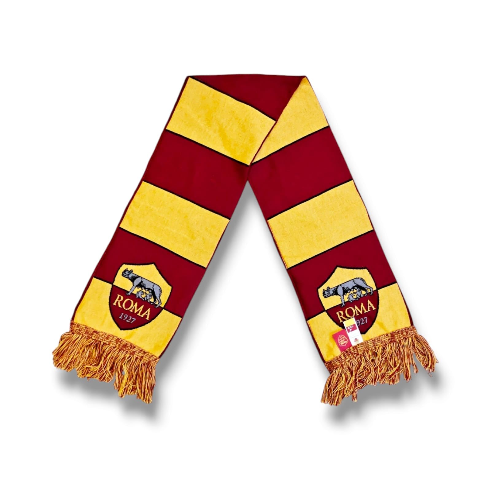 AS Roma Official HD Tube Scarf Wide Stripes, Yellow-Red