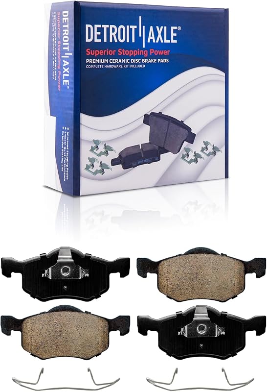 Pastilhas de freio dianteiras cerâmicas Detroit Axle P-843 para Ford Escape, Mazda Tribute e Mercury Mariner – 2 unidades