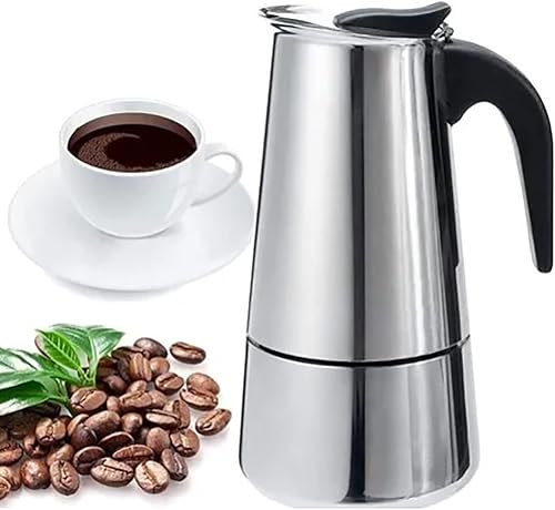 Cafetera de café expreso para estufa, 3.4 fl oz, 2 tazas, cafetera italiana de acero inoxidable para cocinas de inducción