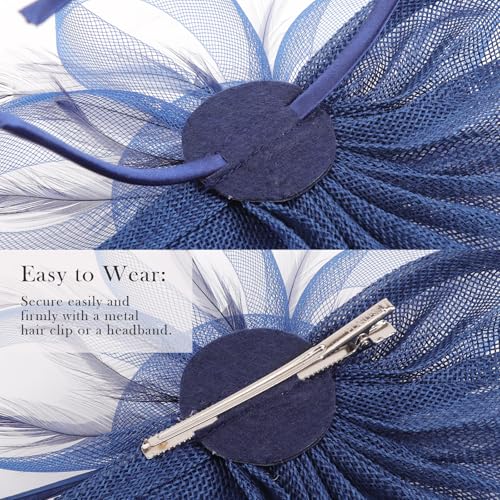 Image of DRESHOW Women Fascinator Hats Tea Party Hat Vintage Pillbox Hat Headband for Cocktail