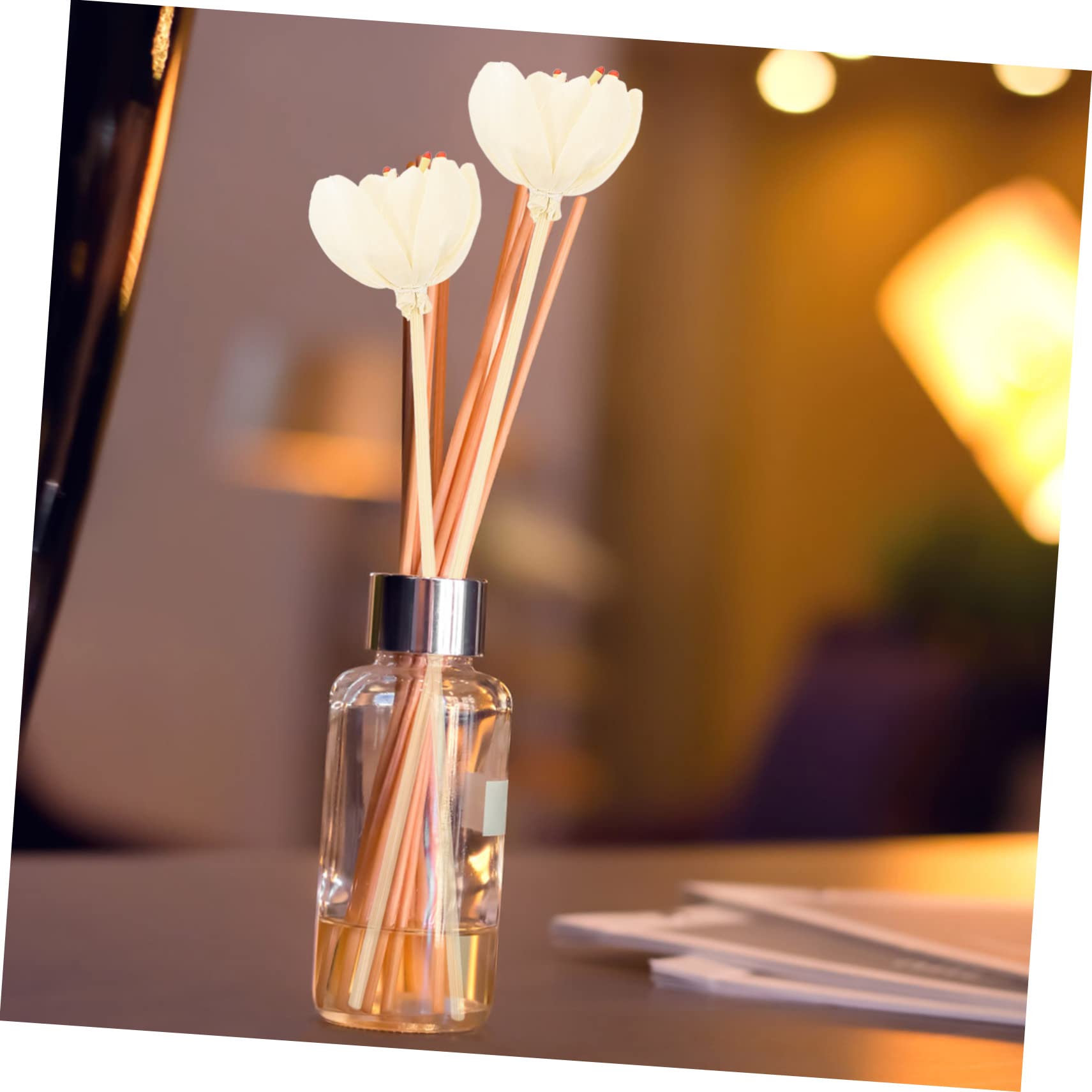 Cabilock 50 Stück Aromatherapie-Rattan Parfümdiffusor mit künstlichen Blumen künstliche Rosenblüte getrocknet Luft Schilf wohnungseinrichtung wohnungsdeko Aroma-Sticks Diffusorstab