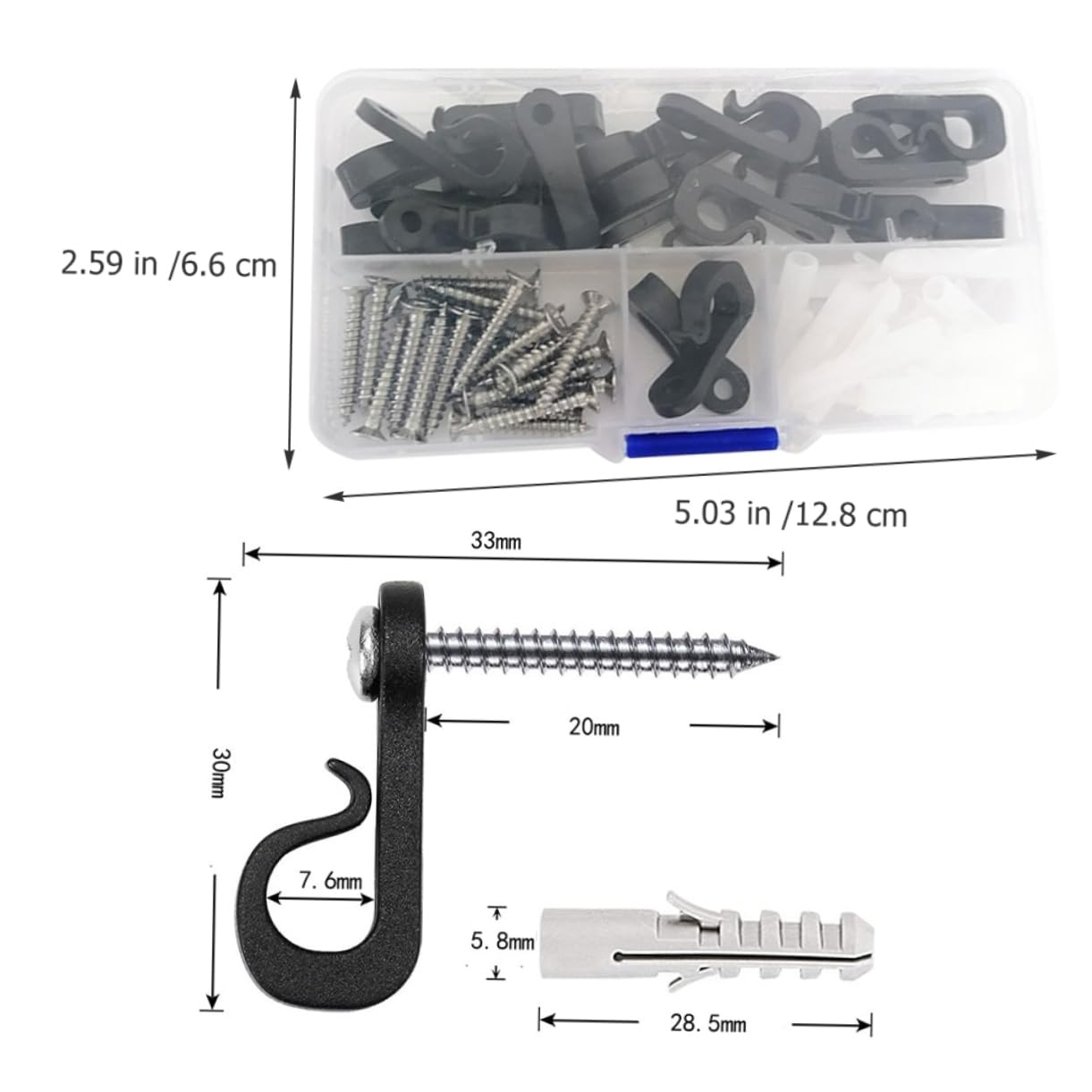 ifundom 1 Box Light Hanger Hooks with Self Tapping Screws and Expansion Tubes for Outdoor String Lights Wind Chimes and Hanging Plants Design