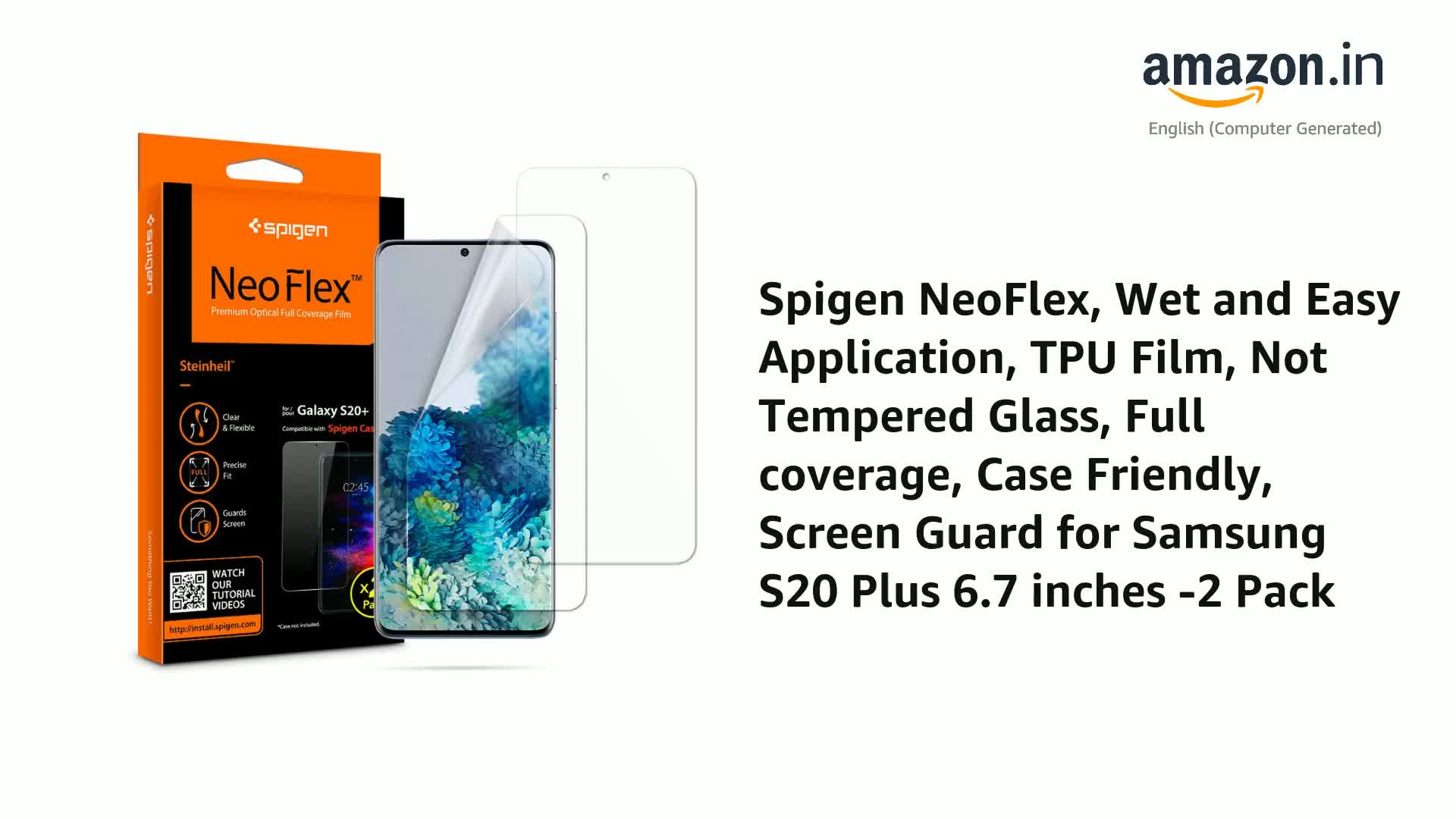Spigen NEOFLEX Galaxy S8 保護フィルム Spigen NeoFlex, Wet and Easy Application, TPU Film, Not Tempered
