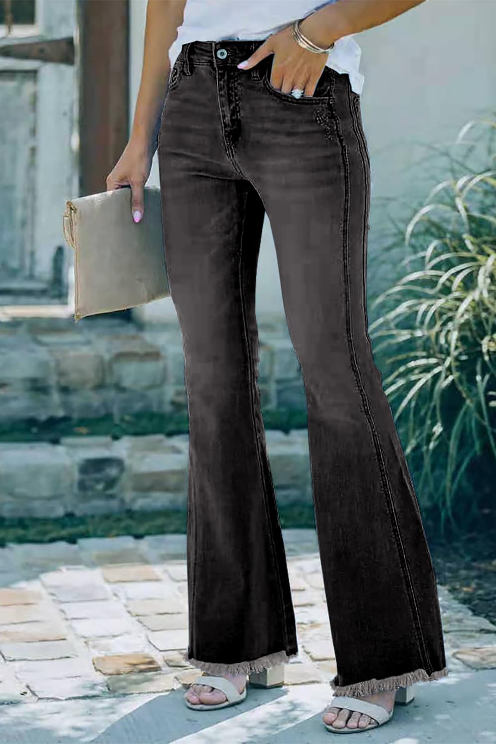 Necooer Distressed Jeans Für Damen Bell Bottom Jeans Für Damen Stretch Skinny Denim Jeans Mit Hoher Taille