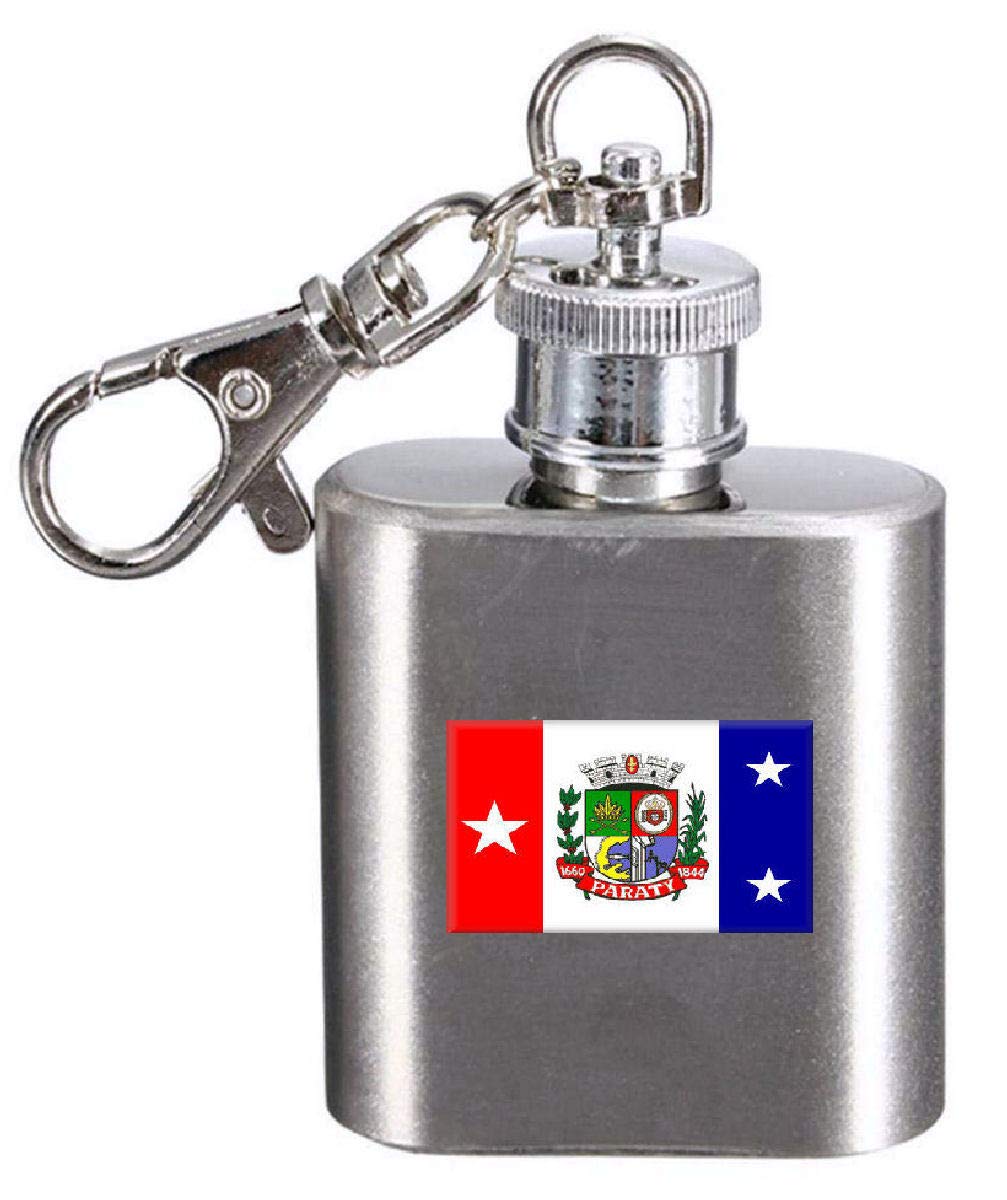 Flasque porte-clés gravé drapeau Parati City Rio, accessoire premium en acier inox