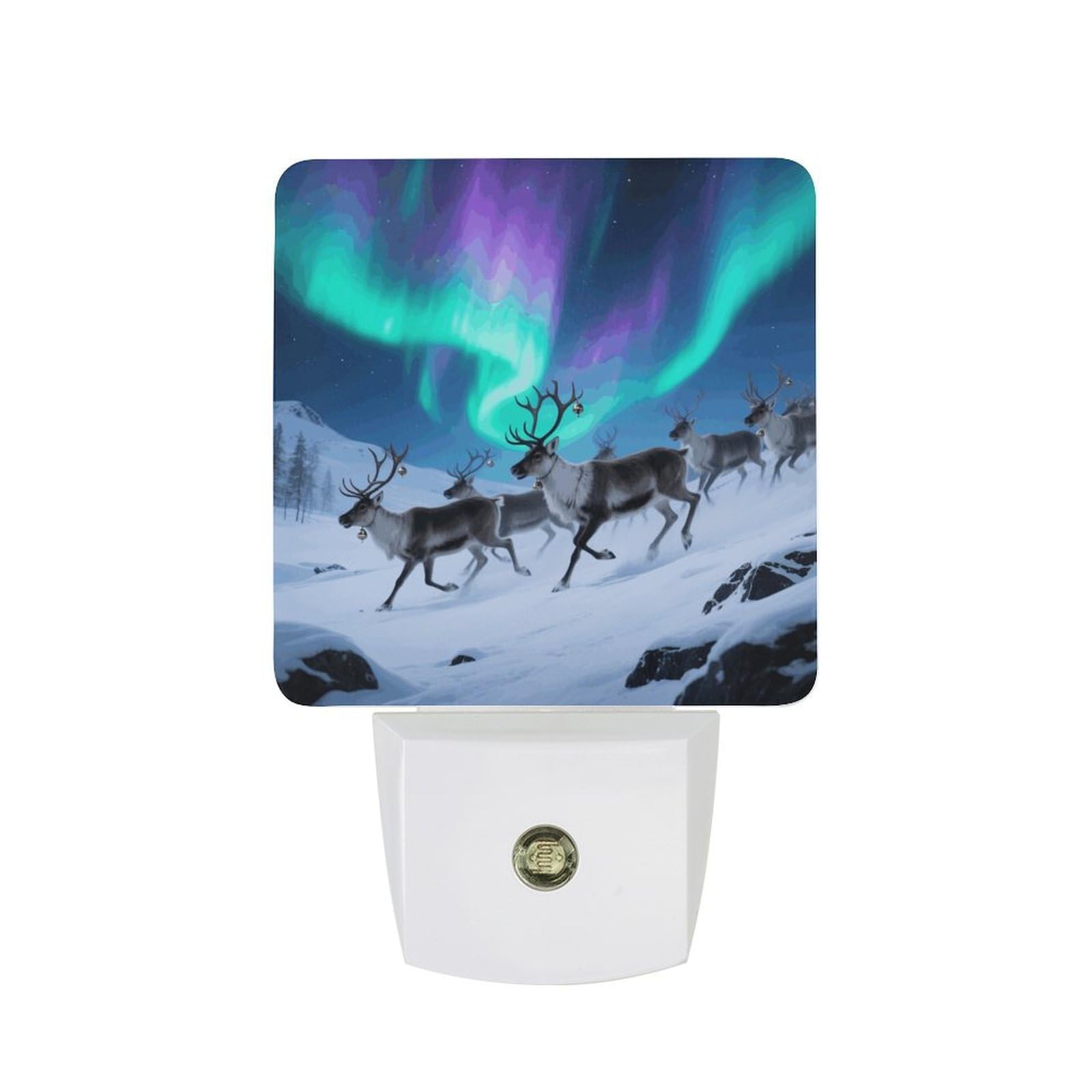 FodPand Night Light Plug Into Wall with Dusk to Dawn Sensor 0.5w Modern LED Reindeer Under Aurora Plug in Night Lamp Warm White Glow Nightlight for Bedroom Hallway Kitchen Bathroom Stairs Corridor