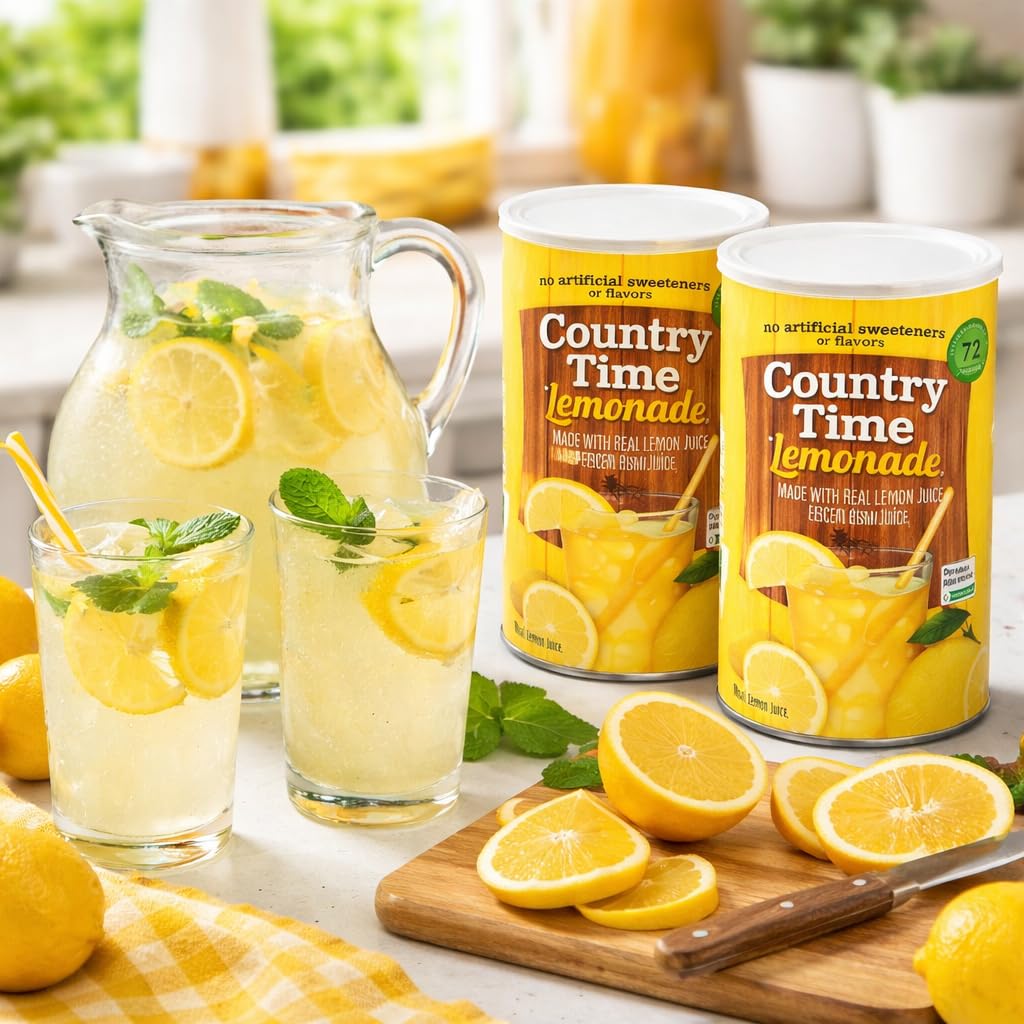 Country's Time Lemonade Drink Mix Powder, Classic Lemon Flavor, 5 lbs 2.5 oz Canister