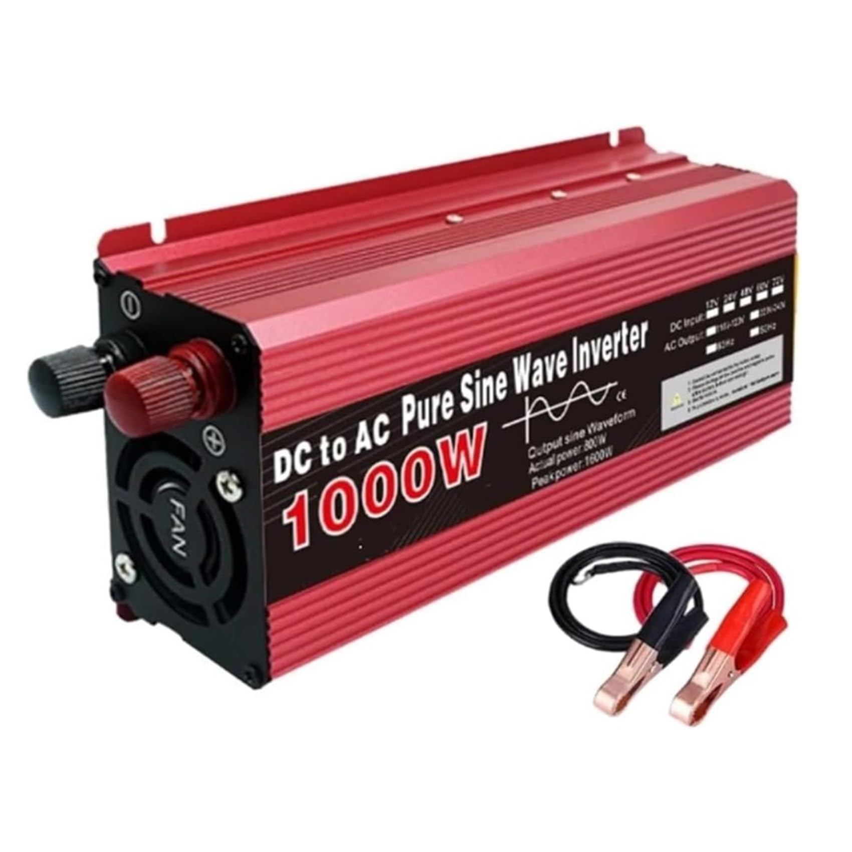12v to 110v,24V na 220V, przenośny samochodowy inwerter ładowarka przetwornica 1000W, DC12V/24V/48V/60V na AC 110V/220V, inwerter o czystej fali sinusoidalnej do telefonu/laptopa/aparatu