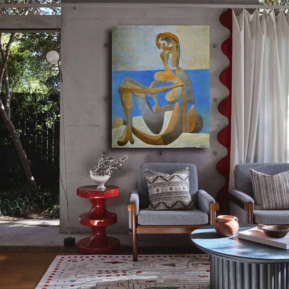 Amazon.co.jp: パブロ・ピカソSeated Bather on the Beach 絵画